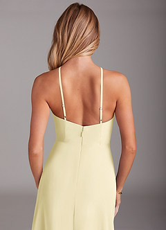 Azazie Bailey Final Sale Agave A-Line Halter Side Slit Chiffon Dress image8