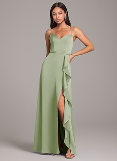 Azazie Naeem Bridesmaid Dresses Dusty Sage A-Line Stretch Satin Dress image1