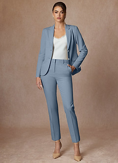 front Whitney Zakurzony Niebieski Kombinezon Ze Spodniami O Pełnej Długości I Rozciągliwym Splocie