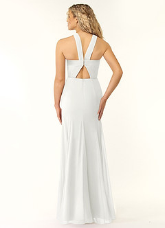 Azazie Rue Bridesmaid Dresses White A-Line Halter Chiffon Dress image2