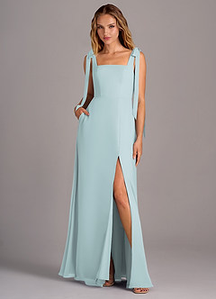 Azazie Debra Bridesmaid Dresses Mist A-Line with Pockets Chiffon Convertible Dress image1