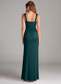 Azazie Denice Robes de demoiselle d'honneur Robe Fourreau en Satin extensible Plissée Vert Pin image2