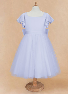 Azazie Kaeya Robe Demoiselle D'honneur Fillette Robe Trapèze en Tulle Arc Lavande image5