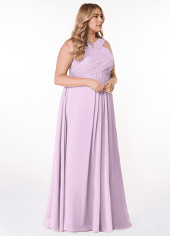Azazie Kaleigh Robes de demoiselle d'honneur Robe Trapèze en Mousseline de soie Plissée Frostiges Flieder image10