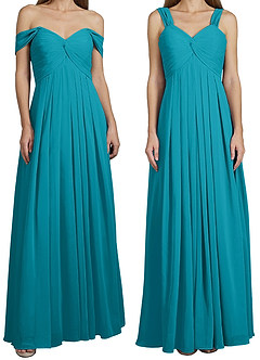 Azazie Kaitlynn Bridesmaid Dresses Jade Empire Ruched Chiffon Convertible Dress image8