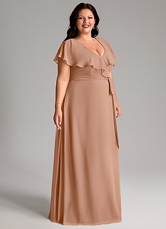 Azazie Lainey Bridesmaid Dresses Champagne Rose A-Line with Pockets Chiffon Dress image11