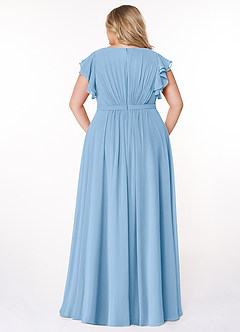Azazie Daphne Modest Bridesmaid Dresses A-Line Ruffled Chiffon Floor-Length Dress image7