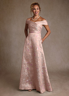 Azazie Lacey Suknie dla Matki Panny Młodej Linia A Zza ramienia Żakard kwiatowy Długość podłogi Sukienka image4