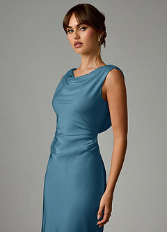 Azazie Kieryn Bridesmaid Dresses Bermuda Mermaid Pleated Stretch Satin Dress image6