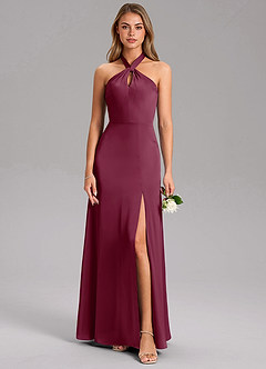 Azazie Tracie Jurken voor bruidsmeisjes Jurk van Stretch Satijn met A-Lijn Zijsplit Moerbei image3