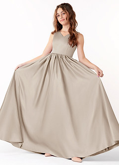 Azazie Hathaway Junior Frost A-Line Bow Stretch Satin Dress image2