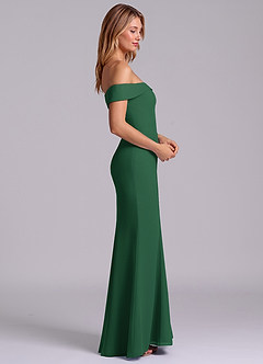 Azazie Luciana Bridesmaid Dresses Dark Green Sheath Off the Shoulder Chiffon Convertible Dress image6