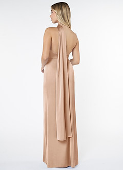 Azazie Kaylani Bridesmaid Dresses English Rose Mermaid High Neck Stretch Satin Dress image2
