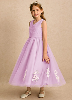 Azazie Rylie Blumenmädchenkleider A-Linie Spitze Tüll Kleid Bonbonrosa image4