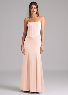 Azazie Ximena Bridesmaid Dresses Blushing Pink Mermaid Corset Stretch Satin Convertible Dress image3