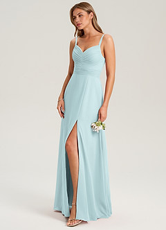 Azazie Terese Bridesmaid Dresses Mist A-Line Pleated Chiffon Dress image7