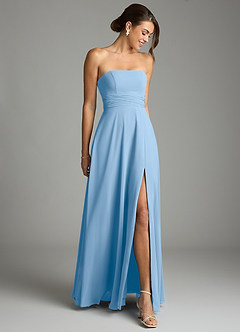 Azazie Tamira Bridesmaid Dresses Powder Blue A-Line Pleated Chiffon Convertible Dress image2
