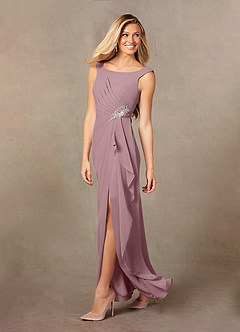 Azazie Yarrow Mother of the Bride Dresses Dusty Rose A-Line Pleated Chiffon Dress image4