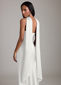 Azazie Saylor Vestidos de damas de honor Vestido de Blanco de Satén Elástico de Corte Sirena con Sin tirantes image7