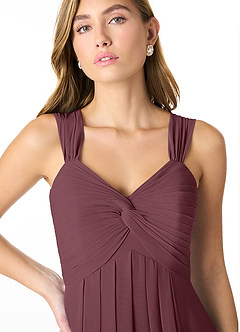 Azazie Kaitlynn Abiti da Damigella Abito Convertibile Impero in Chiffon Increspato Sangria image9