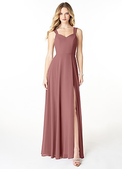 Azazie Julie Bridesmaid Dresses Desert Rose A-Line Sweetheart Neckline Chiffon Dress image1