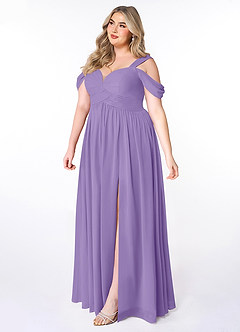 Azazie Lianne Brautjungfernkleider A-Linie Schulterfrei Chiffon Kleid Tahiti image9