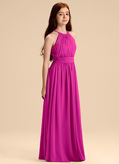 Azazie Malone Junior Jurk van Chiffon met A-Lijn Geplooid Fuchsia image5