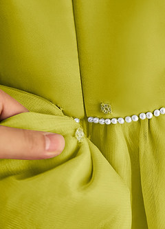 Azazie Lass Robe Demoiselle D'honneur Fillette Robe Trapèze en Tulle Nœud Citronnelle image7