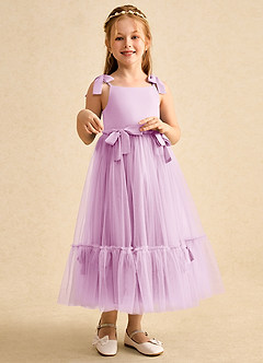 Azazie Jaci Blumenmädchenkleider A-Linie Spaghetti Riemen Chiffon Kleid Bonbonrosa image3