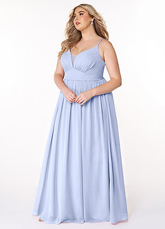 Azazie Rayna Brautjungfernkleider A-Linie V-Hals Gefaltet Chiffon Kleid Eis image9