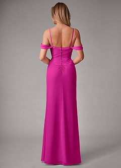 Azazie Haisley Vestidos de damas de honor Vestido de Fucsia de Gasa de Corte Recto Convertible con Vestidos sin tirantes image7