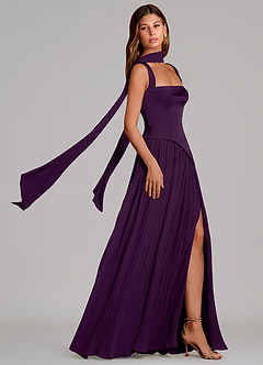 Azazie Stephanie Brudtärnklänningar Klä av A-Linje i Stretch Satin Plisserad Druva image3