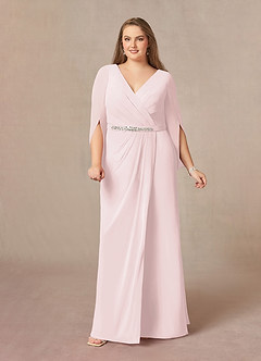 Azazie Belinda Mother of the Bride Dresses Blushing Pink A-Line V-Neck Pleated Chiffon Dress image8