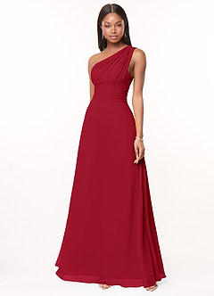 Azazie Ashley Bridesmaid Dresses Scarlet A-Line Ruched Chiffon Dress image1