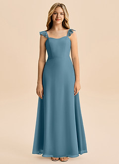 Azazie Mavie Junior Abito A-Line in Chiffon Increspato Bermuda image4