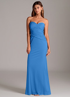 Azazie Katelyn Bridesmaid Dresses Blue Jay Sheath Strapless Mesh Convertible Dress image6