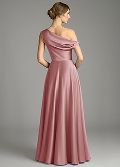 Azazie Xanthe Bridesmaid Dresses Dusty Rose A-Line Off the Shoulder Stretch Satin Dress image2