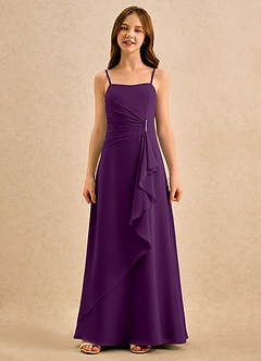 Azazie lolly Girls Formal Robe Demoiselle D'honneur Fillette Robe Trapèze en Mousseline de soie Plissée Grain De Raisin image4