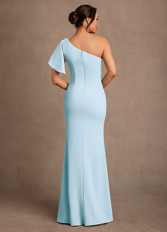 Azazie Haddie Mother of the Bride Dresses Sky Blue Sheath One Shoulder Stretch Crepe Dress image2