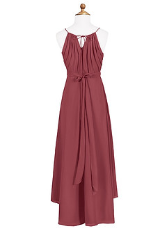Azazie Oaklynn Junior Robe Trapèze en Mousseline de soie Plissée Merlot image7