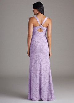Azazie Mero Bridesmaid Dresses Lilac Sheath Pleated Floral Burnout Dress image3