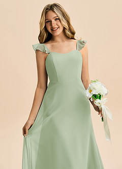 Azazie Mavie Junior Linia A Marszczony Szyfon Długość podłogi Młodsza druhna Sukienka image5