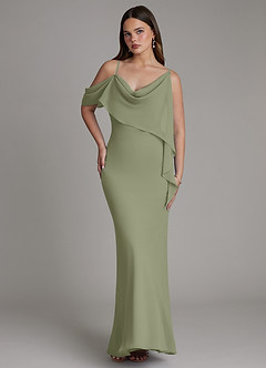 Azazie Yura Brautjungfernkleider Meerjungfrau-Linie Schulterfrei Chiffon Kleid Pistazie image4