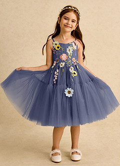 Azazie Osea Blumenmädchenkleider Ballkleid Plissee Tüll Kleid Sturm image8