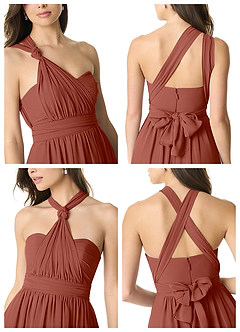 Azazie Olani Bridesmaid Dresses Auburn A-Line Off the Shoulder Chiffon Convertible Dress image7
