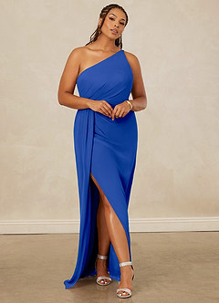 Christian Siriano Bridal for Azazie 1003 Bridesmaid Dresses Royal Blue Sheath One Shoulder Chiffon Dress image8