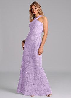 Azazie Doretta Bridesmaid Dresses Lilac Mermaid Pleated Floral Burnout Dress image4