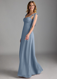 Azazie Lizet Jurken voor bruidsmeisjes Jurk van Chiffon met A-Lijn Sweetheart Halslijn Stoffig Blauw image4