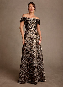 Azazie Jossie Suknie dla Matki Panny Młodej Linia A Zza ramienia Żakard Długość podłogi Sukienka image1