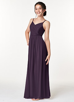 Azazie Luxy Junior Plum Pleated Mesh Dress image5